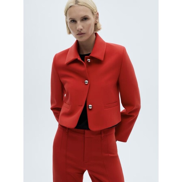 Mango Jackets & Blazers - Mango Button Cropped Jacket Red Size XS EUC